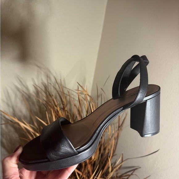 Clarks Black Open-Toe Heels with Ankle Strap - Picture 10 of 12